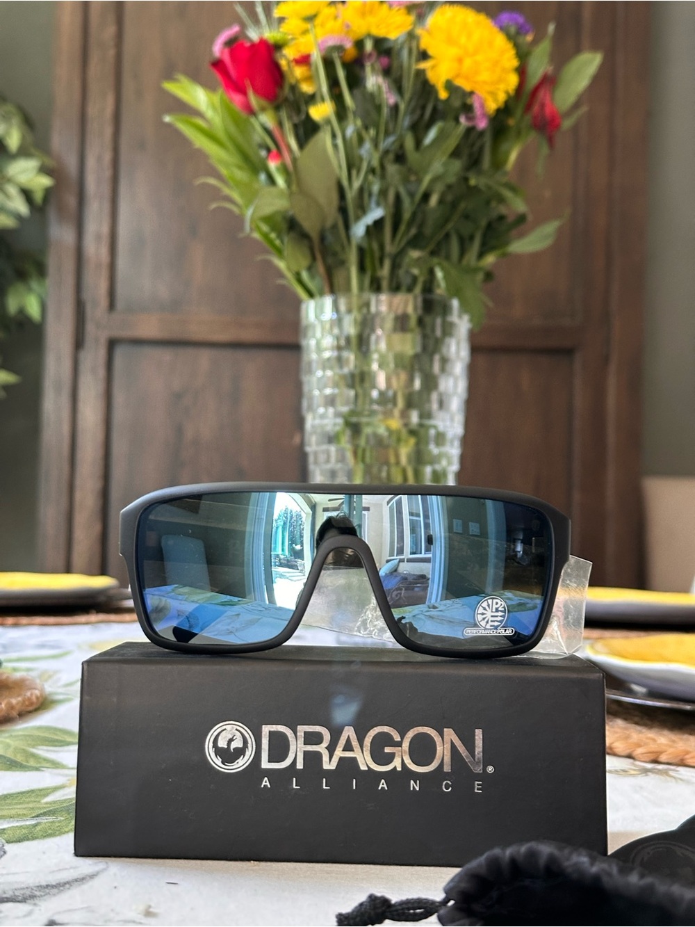 Dragon Alliance Black Wrap Sunglasses with Blue Lenses